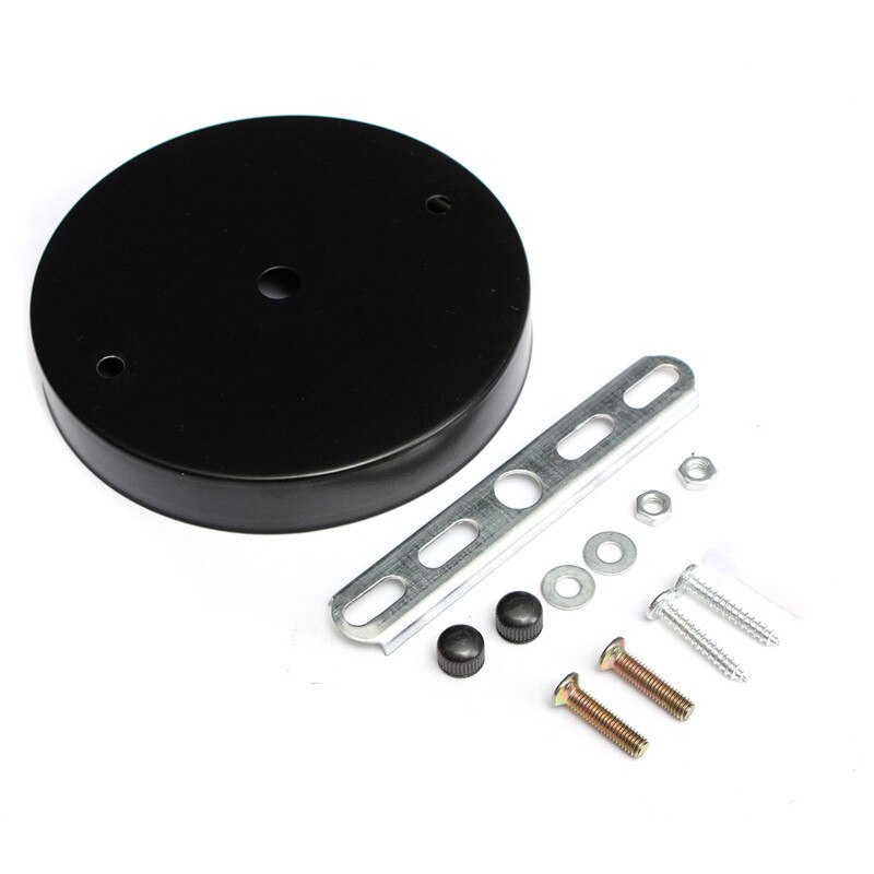 E27 Bulb Lamp Base Holder 120mm Lamp Base Ceiling Canopy Wall Lights Mount LED Vintage Pendant Light Lamp Disc Base: Black