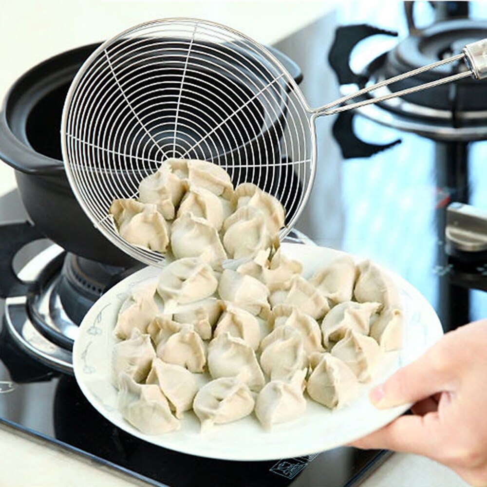 Louche passoire en maille acier inoxydable | Passoire écumoire louche marmite à Long manche Gadget de cuisine, outils de cuisine