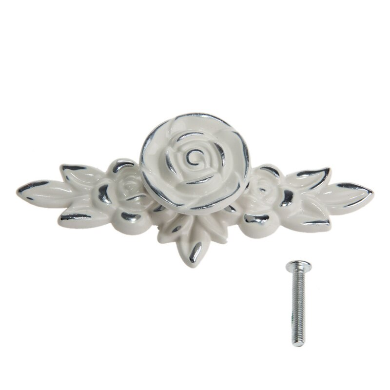 Pull Handvat Deur Antiek Goud Rose Kabinet Handvat Deur Lade Dressoir Kast: Chrome Ivory