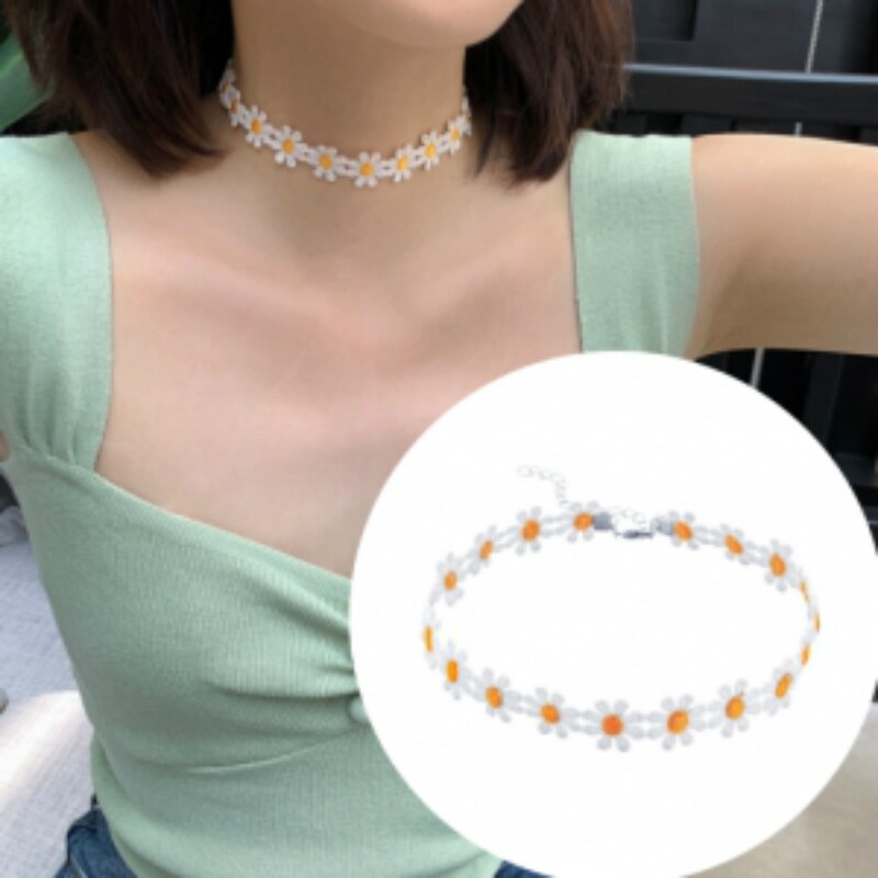 Kettingen voor vrouwen statement ketting madeliefjes kant bloemen eenvoudige temperament ketting luxe sieraden