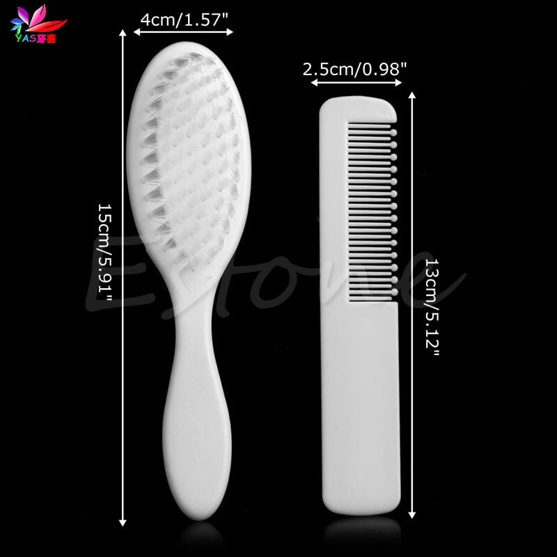 Baby Hair Brush & Comb Set in White Gentle for Babies Toddlers Essentials-TwZ