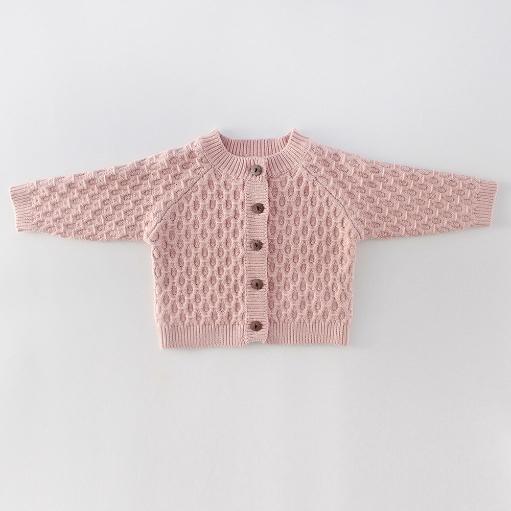 Spring Autumn Outfits Baby Girls Boys infants children sweaters knitted solid color diamond coat jacket all-match cardigan: Blauw / 18m