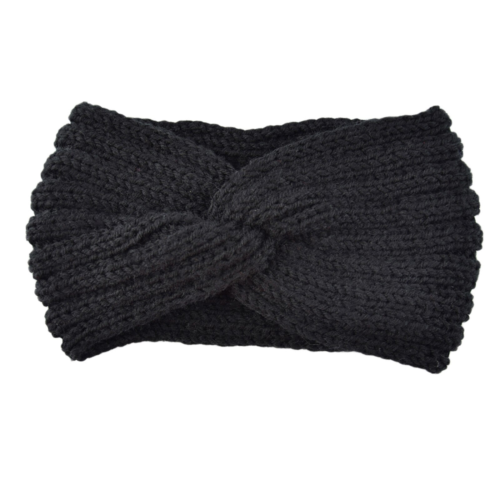 Doux Stretch oreille plus bandeau femmes hiver câble tricot bandeaux bandeaux doux filles Crochet chapeaux Turban: Black 