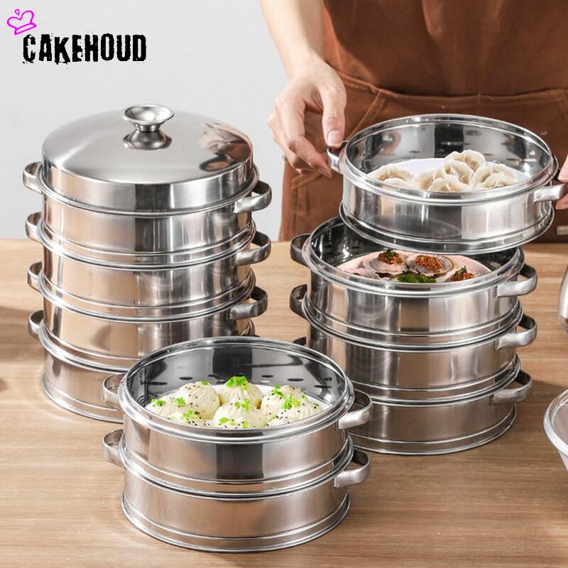 Chinese Cookware Stainless Steel Thickened Steamer Multi-function Soup Steamer Kitchen Fish Rice Vegetable Universal Steamer