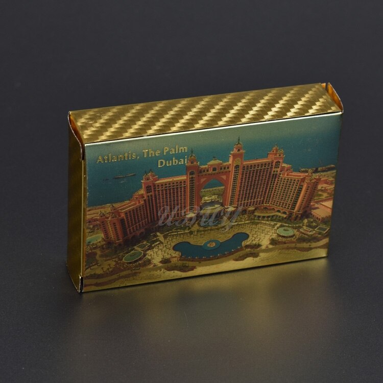 Dubai arkitektur guldfolie guld spillekort pokerspil vandtætte kort til ven souvenir: Mørkegrå