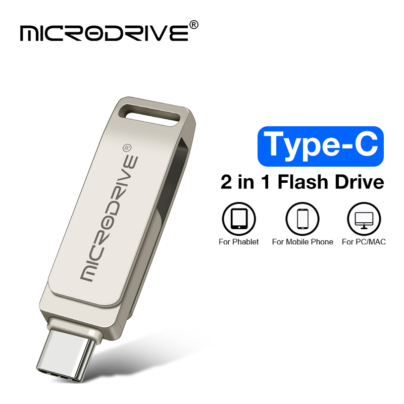 Tipo-C USB Flash Drive Stick 2 em 1 Memory Stick Armazenamento externo Pendrive Dispositivos de memória para iPhone/Android phone