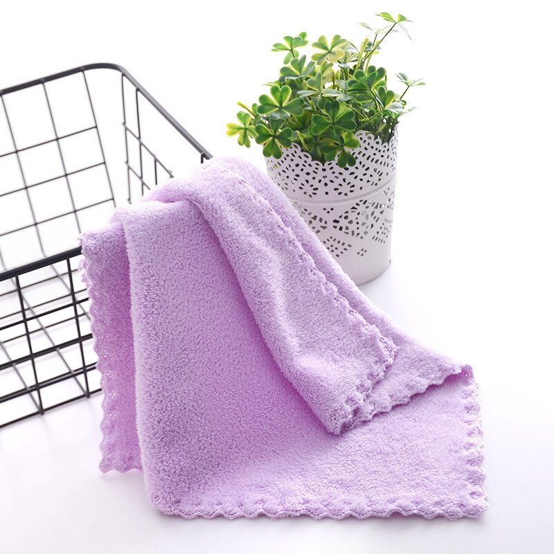 Coral Fleece Hand Towel Household Kitchen Table Cleaning Cloth Home Cleanig Tool Strong Absorbent Rag Soft Fast Drying Wipen: purple
