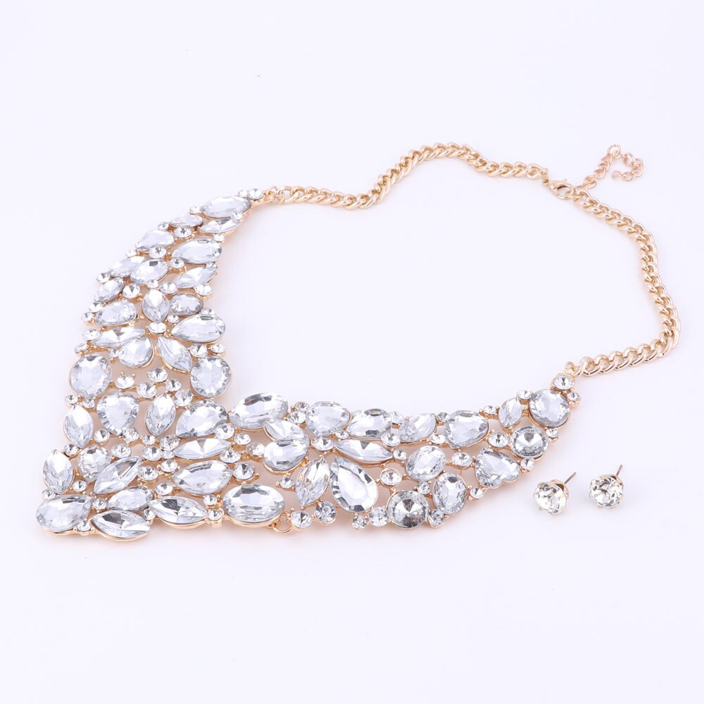 Morfetto Ensemble Bijoux Mariée Argent Strass - Collier Bracelet Boucles D'Oreilles