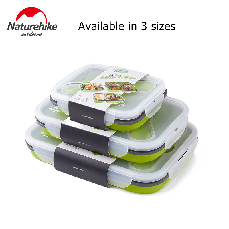 Naturehike Portable Foldable Outdoor Tableware Silicone Collapsible Lunch Box Camping Cutlery Cookware Food Storage Container