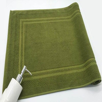 Cotton Towel-Shaped Ant-slip Bath Mat Entrance Doormat Machine Washable Toilet Bathtub Floor Mats 45x75cm: green frame