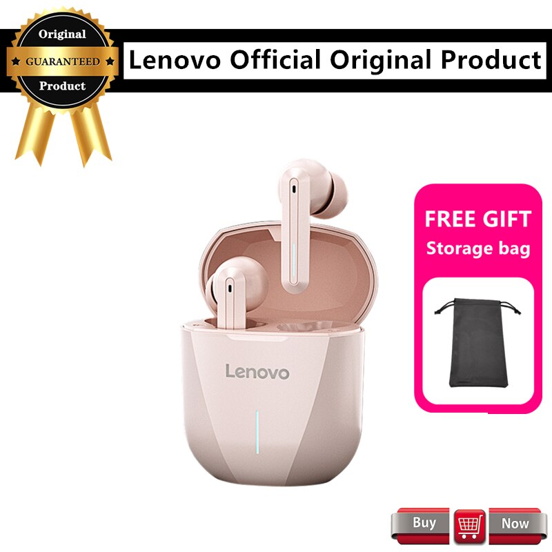 Lenovo XG01 słuchawki douszne 50ms niskie opóźnienie TWS słuchawki Bluetooth z mikrofonem słuchawki bezprzewodowe HiFi ipx5 wodoodporne słuchawki douszne: XG01 pink1 bag1