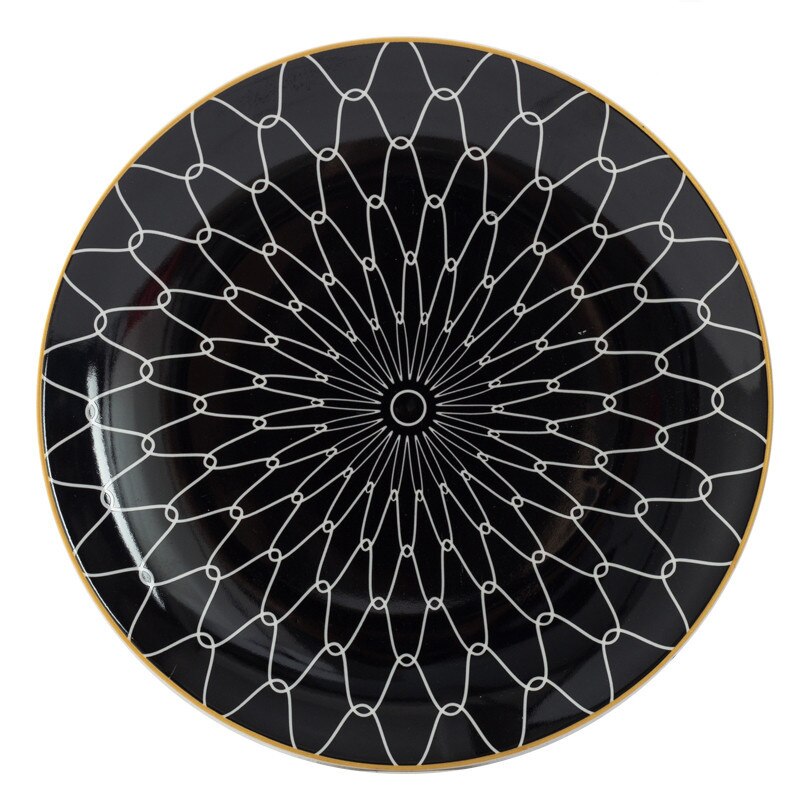 Bordservice keramisk middagstallerken sæt fad 8/10 tommer porcelæn sød dessert tallerken spisestel europæisk geometri moderne tallerken: 6 / 10 inches