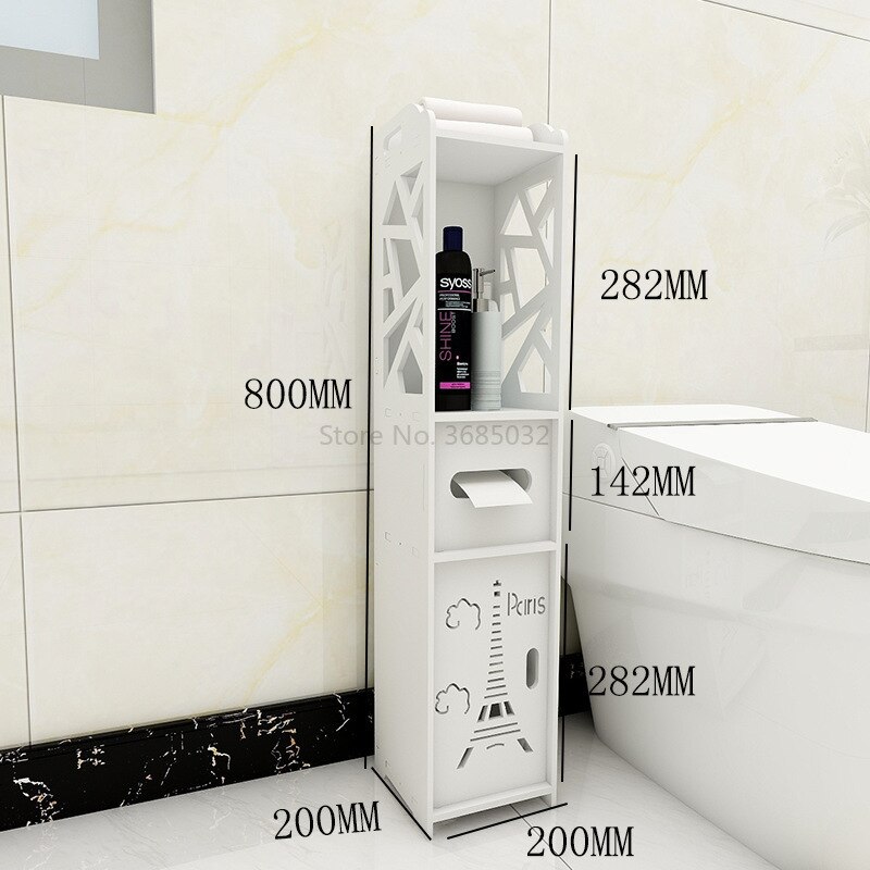 80cm Toilet Side Cabinet DIY Floor Bathroom Vanity Side Storage Cabinet Towel Box Toilet Storage Shelf Bathroom Furniture