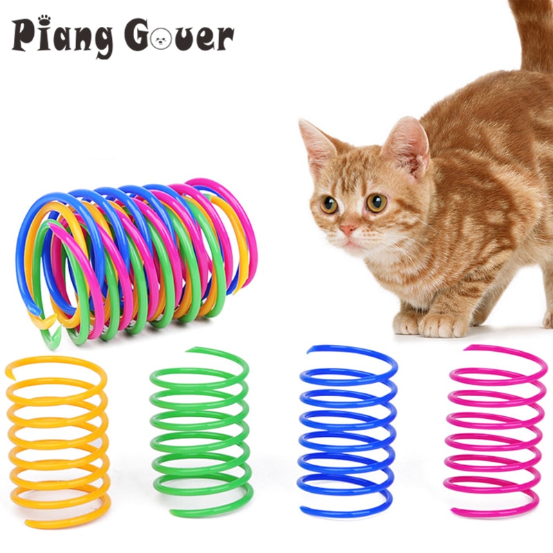 20PCS Plastic Spring Cat Toy Colorful Bounce Spring Cats Pet Toys