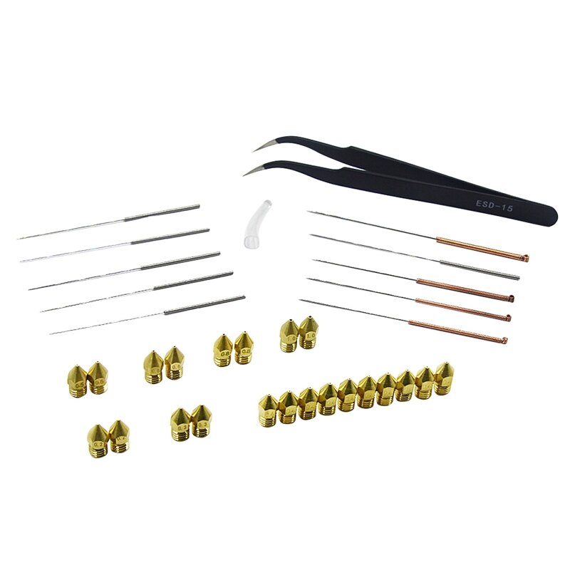 34PCS Nozzle Cleaning Kit Mk8 Nozzle Cleaning Needle Tweezers for 3D Printer