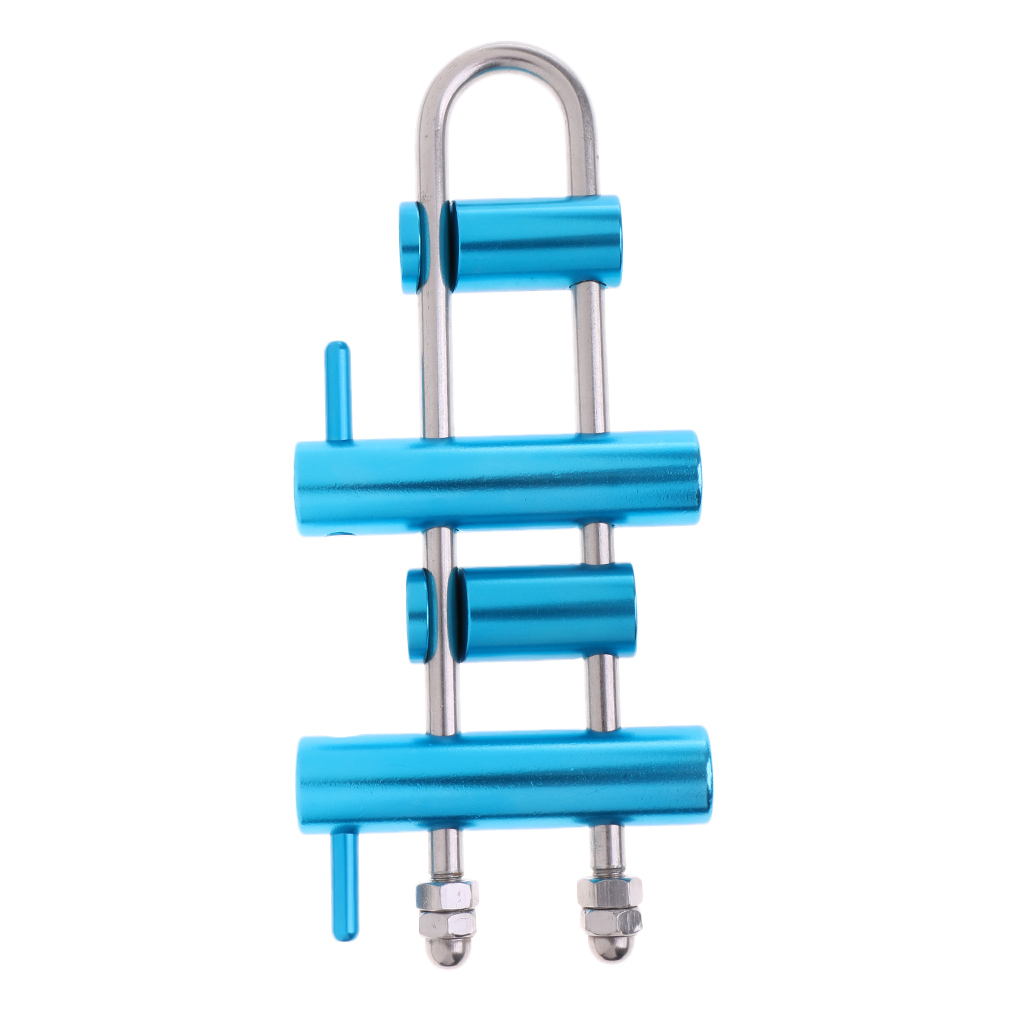 Climbing Rappelling Belaying 4 Bar Long Distance Friction Rack Descender Climbing Rappelling Tree Arborist Accessories: Blue