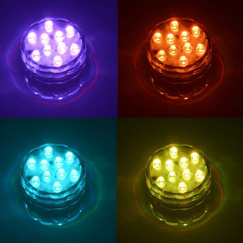 10Leds Duiken Knop Verlichting Led Zwembad Verlichting Aquarium Kleurrijke Licht Afstandsbediening Onderwater Waterdicht Lichten PAK55