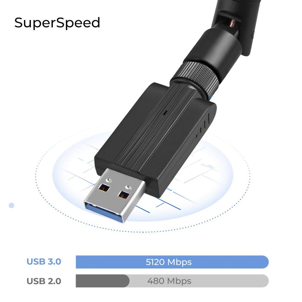 Usb 3.0 wifi adapter 2.4g 5g gratis driver antenne 1200 mbps wifi usb ethernet nettverkskort dual band trådløs wifi dongle mottaker