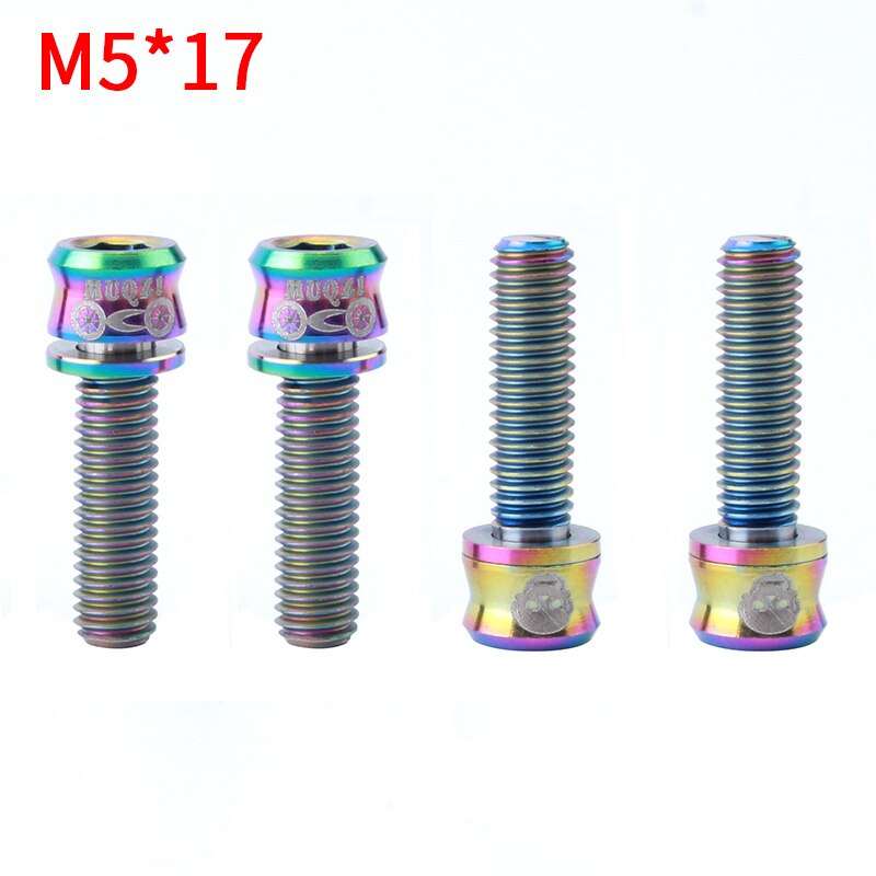 MUQZI Cykel Styr Møtrikker - M5x15/17/19mm Titanium Legering - 4 stk - MTB Racercykel: M5-17mm farver