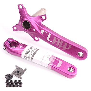 Fiets crankstel 104 bcd fiets crankstel mtb onderdelen mountainbike componenten fiets crankstel fietsonderdelen: Paarse krukas