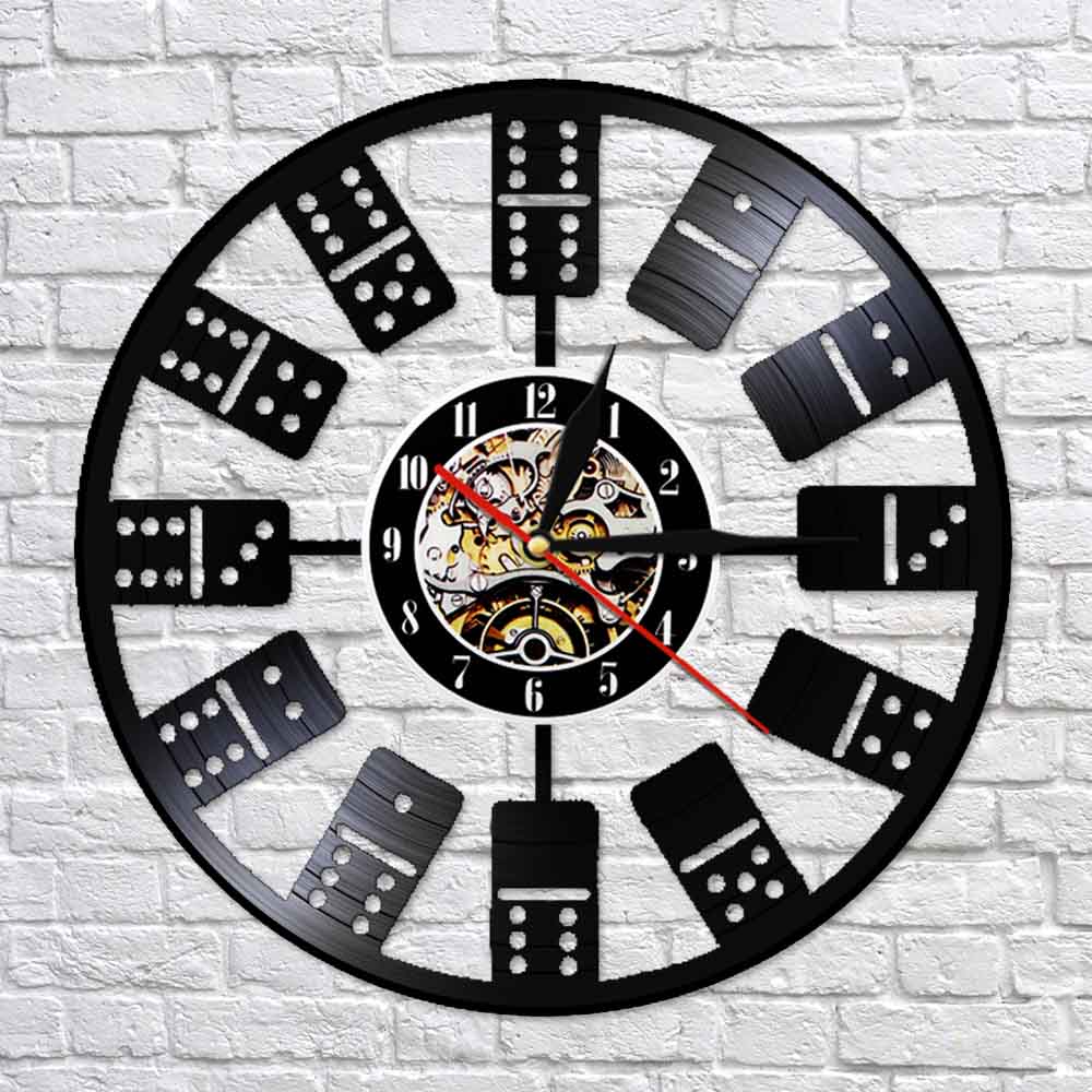 Classic Dominoes LED Wall Light Bedside Night Light Lamp Chess Game Entertainment Blocks Watch Made Of Real Vinyl Record