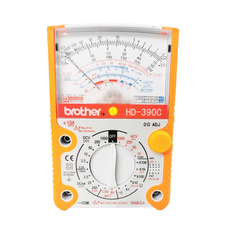 Brother HD-470A/390A/390C/390D Analog Multimeter High Precision Mechanical Electrician Home Maintenance Pointer Multimeter: HD-390C