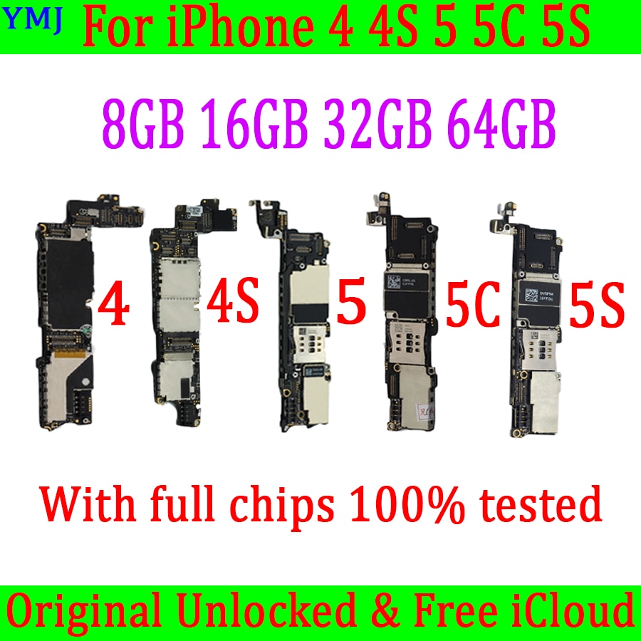 8GB /16GB /32GB for iphone 4 4S 5 5C 5S Motherboard with IOS System,Original unlocked for iphone 4S Mainboard with Full Chips