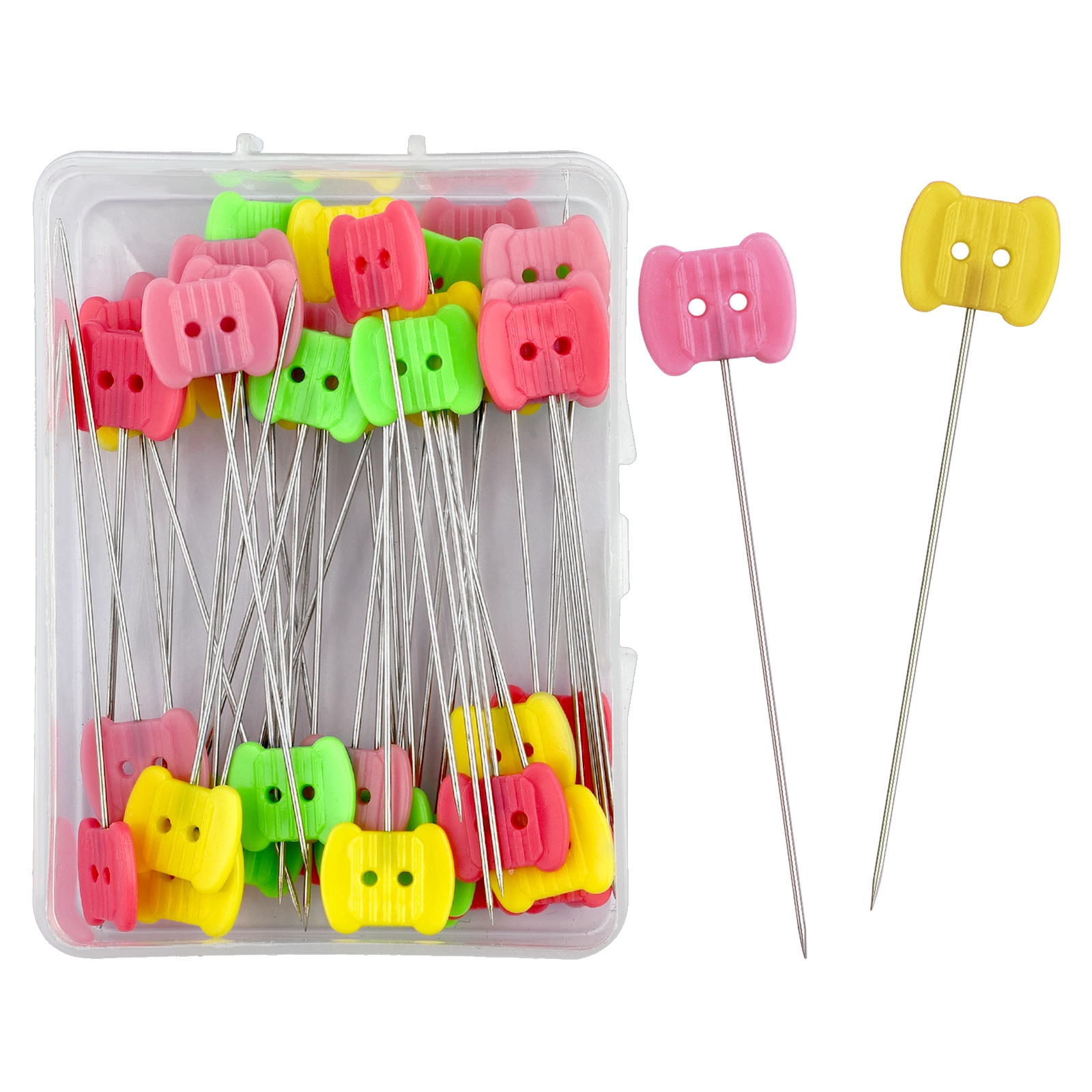 100/50 Uds. Alfileres de costura bordado herramientas para acolchar aguja fija alfileres de botón de Metal herramientas de accesorios de costura DIY: S / BLANCO