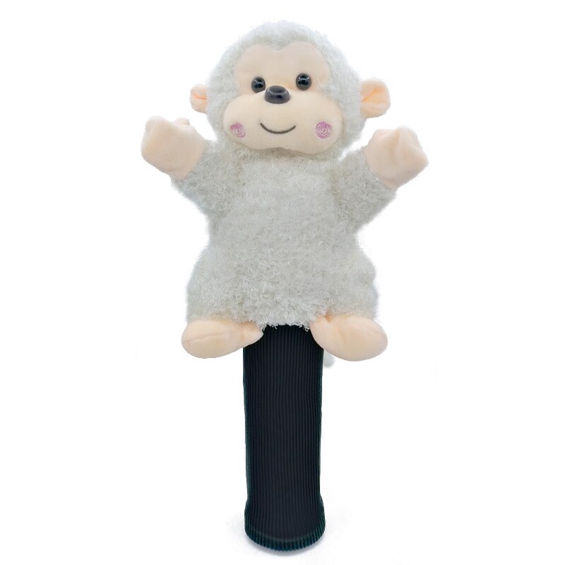 Cabeza de mono Golf cubierta de la cabeza del bosque de la calle 5 colores de la historieta Animal Golf accesorios mascota novedad lindo: curly monkey white