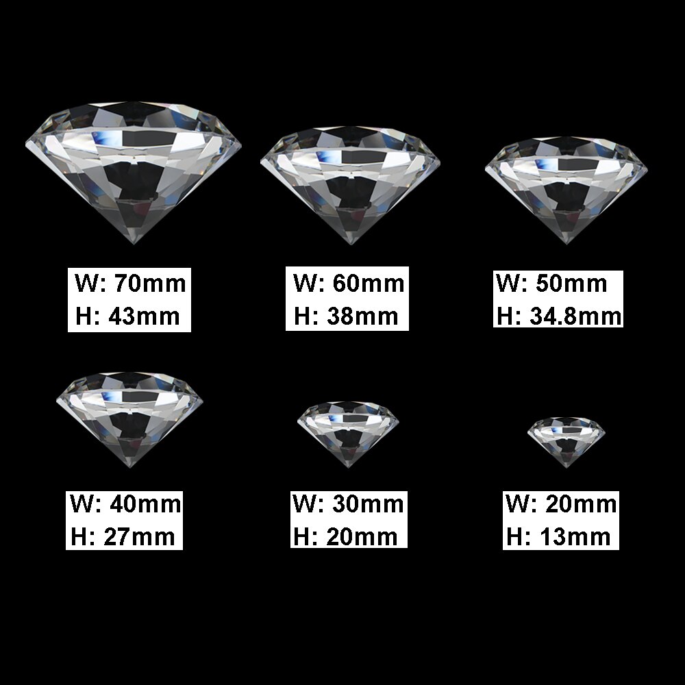 20-70mm store klare krystal diamanter store glas hjemme papirvægte ornamenter dekoration jule bryllupsfest romantisk håndværk