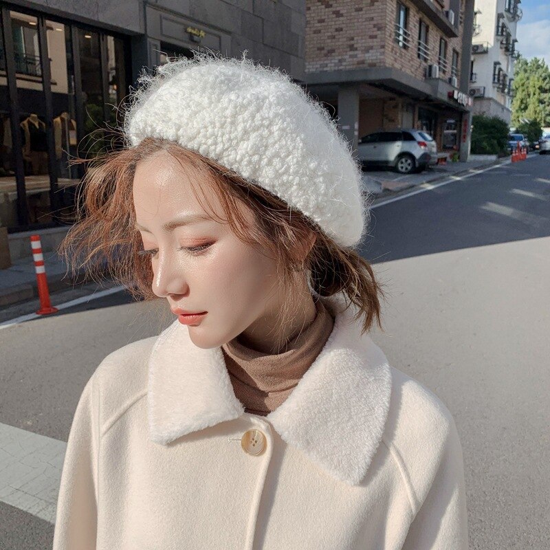 Netz promi baskenmütze Dame retro Britischen Winter kaninchen haar knospe Hütte frauen hüte