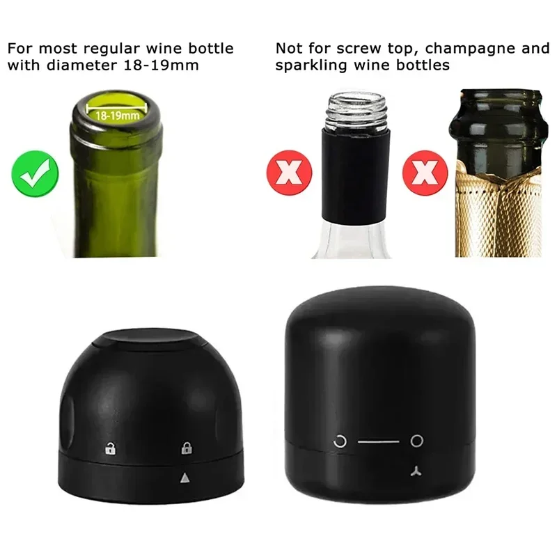 1 pz Nero Cucina Domestica Sigillatura Bottiglie di Vino Rosso Tappi Mini Conservazione Spin A Prova di Perdite Vino Champagne Tappi Tappo