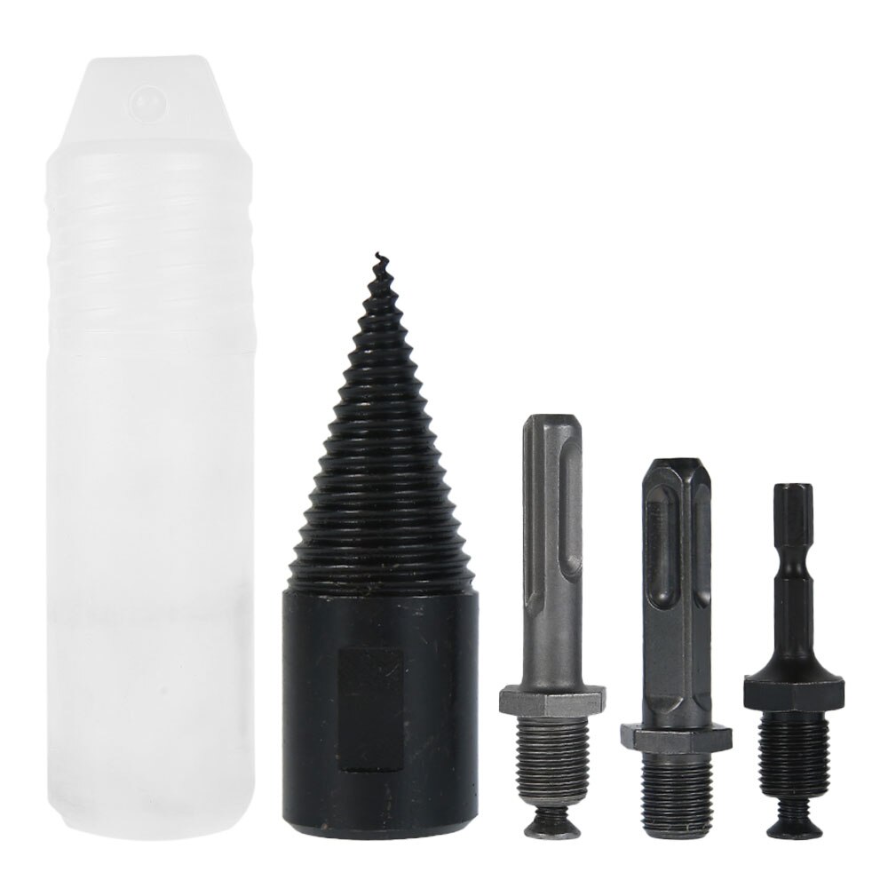 4Pcs Firewood Drill Bit Hex/Round/Square Shank High Speed Wood Splitting Screw Splitting Cone Driver For Wood Drilling Spilting