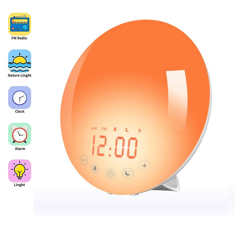 Reloj despertador inteligente con luz, 7 colores, WI-FI y APP, alarma Smart para días de trabajo con colores amanecer/atardecer, vida inteligente, Tuya App, compatible con Alexa y Google assistant: Common version
