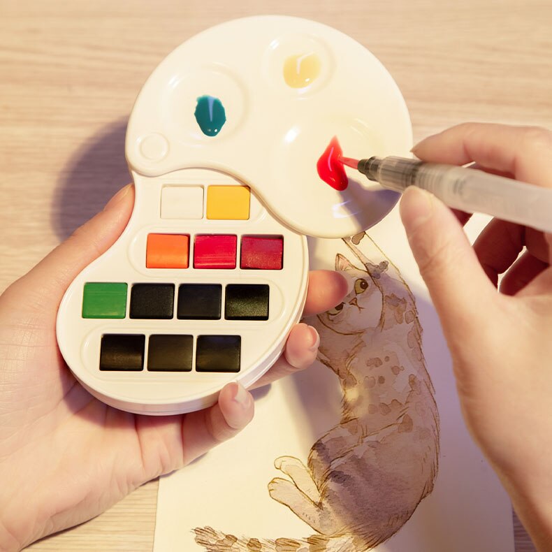 Draagbare Reizen Effen Aquarel Verf Set Parel Pigment Voor Tekening Art Supplies