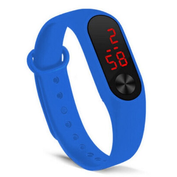 Silicone LED Display Waterproof Watch Digital Wristwatch Kids Students LXH: Blue