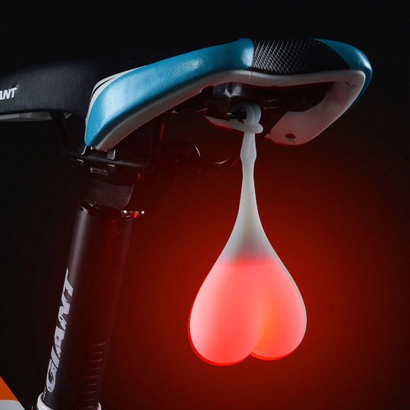 Vandtæt silikone cykel hjerte lampe nat cykling bagsæde baglygter cykel baglygter sikkerhed advarsel kugle lampe: Rød