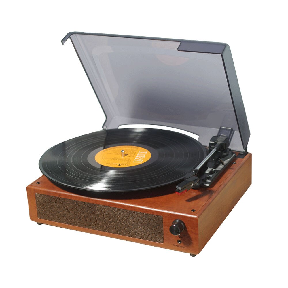 Bærbar grammofon vinylpladespiller vintage klassisk pladespiller fonograf med indbyggede stereohøjttalere