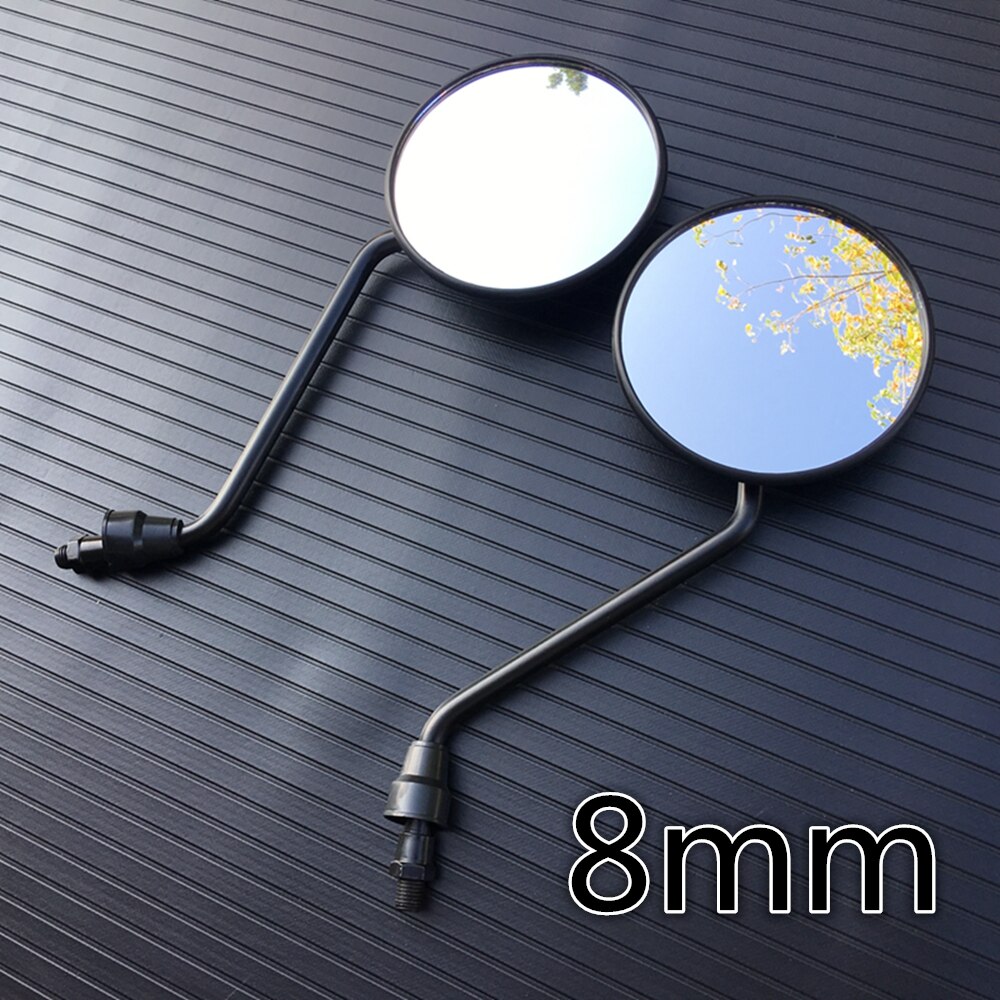 2pcs 8mm/10mm Universal Motorcycle Round Side Back View Mirror motorbike Side Mirrors e-bike Scooter Rearview: 8mm bend