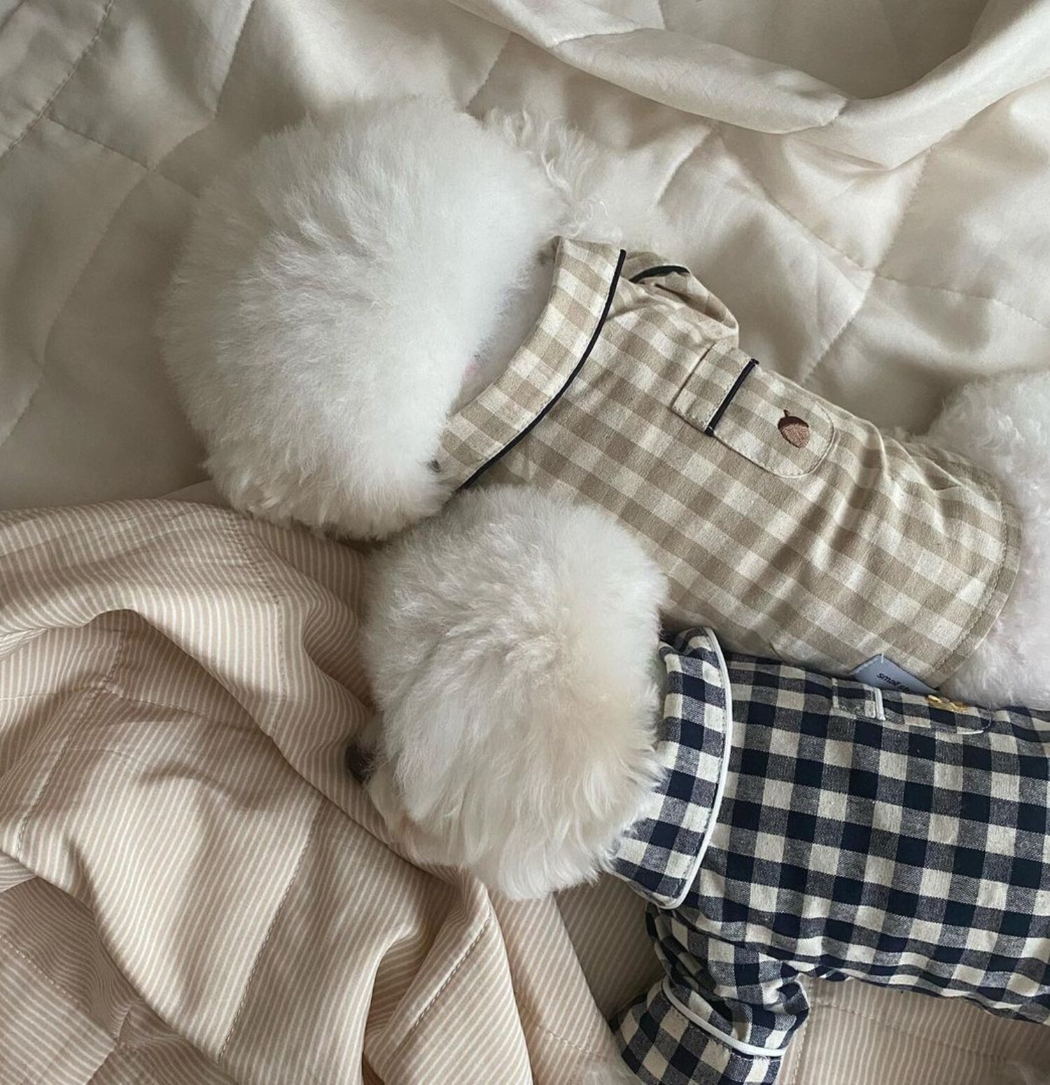 LVTUBANLV Knuffelen Dog Shirt Cotton Plaid Pajamas Puppy Clothes for Small Dogs Cats Stylish Pet Pjs Sleepwear Soft Breathable