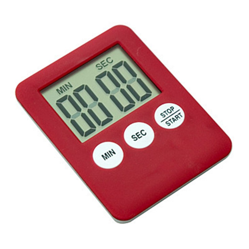 Magnetisk lcd digitalt display vandtæt badeværelse bruser timer vægur værktøj væg stativ alarm timer temperatur fugtighed bad: Rød
