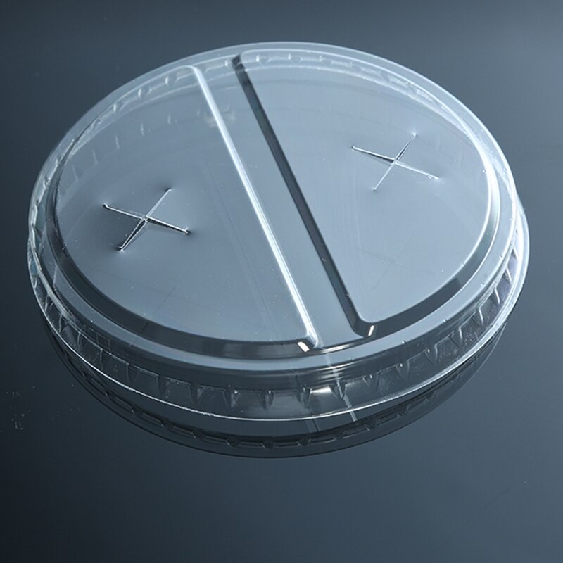 10Pcs 700ml Disposable Plastic Cups with Lids Double Grid Thicken Cup Couple Sharing Drinking Cup for Bubble Tea Boba Smoothie