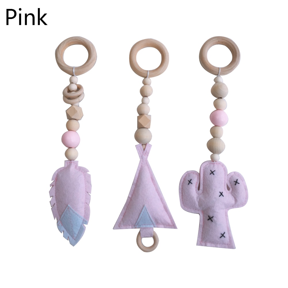 Jouet de gymnastique nordique pour bébés | Jouet avec anneau, cadre en bois, porte-vêtements, , décor pour chambre d'enfants A10: A-Pink Toys