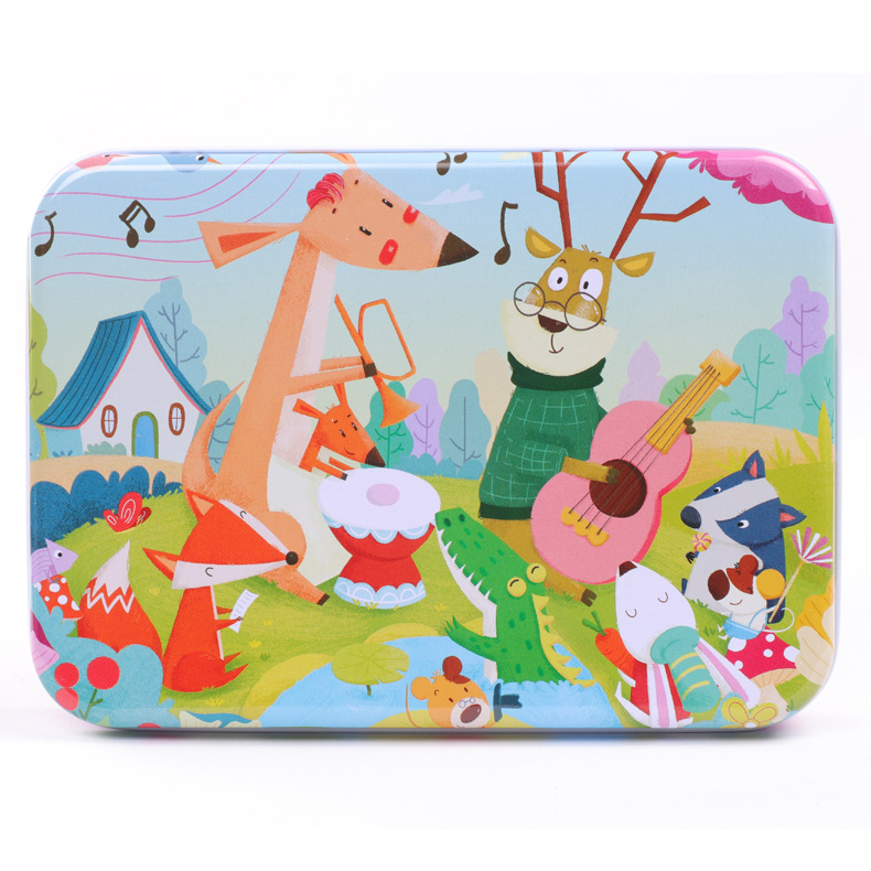 120 Stuks Houten Puzzel Cartoon Speelgoed 3D Hout Puzzel Met Ijzeren Doos Pakket Puzzel Kind Verbeteren Logisch Denkvermogen speelgoed: 10