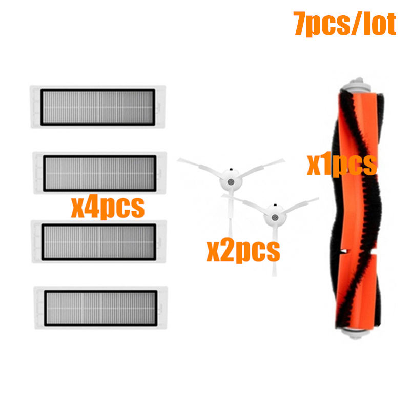 Rolo de escova lateral, filtro hepa, adequado para robô xiaomi 1s roborock s50 s51 s55 s5 s6 xiaowa, kits de peças de reposição para limpeza: Rosa