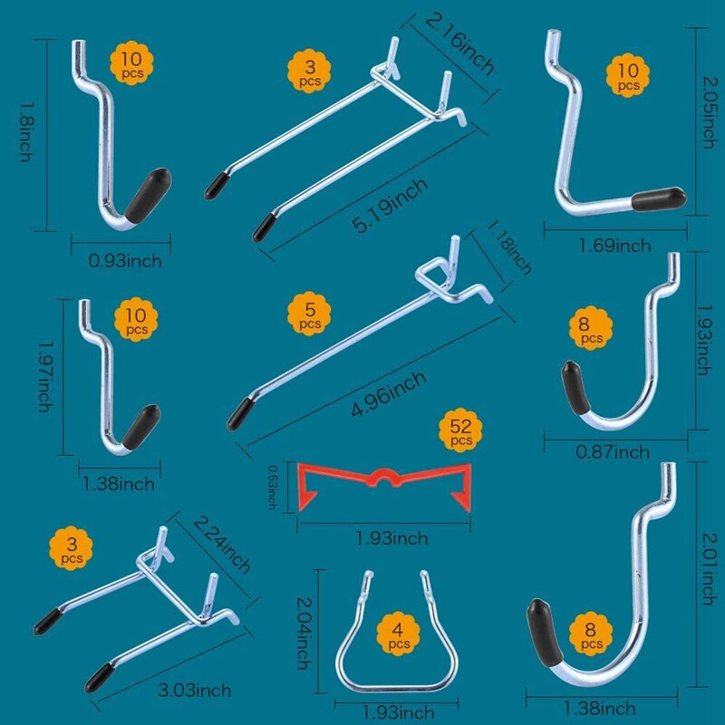 135PCS Pegboard Kit, 1/8 and 1/4 Inch Pegboard Hooks Assortment, Pegboard Bins, Metal Hooks for Hanging Storage