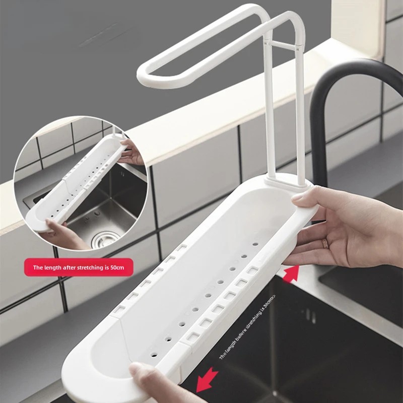 36-50 cm Teleskop Regal Ablauf Wasser Gestell Waschbecken Organizer Seife Schwamm Handtuch Halfter Küche Spielereien Lagerung Korb zubehör
