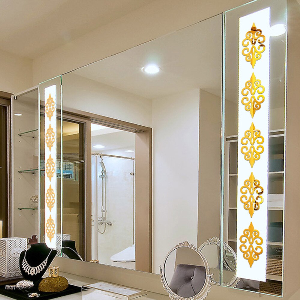 3d diy akryl spejl væg klistermærke værelse dekoration væg klistermærker moderne stue dekoration toilet spejl klistermærker boligindretning: Guld