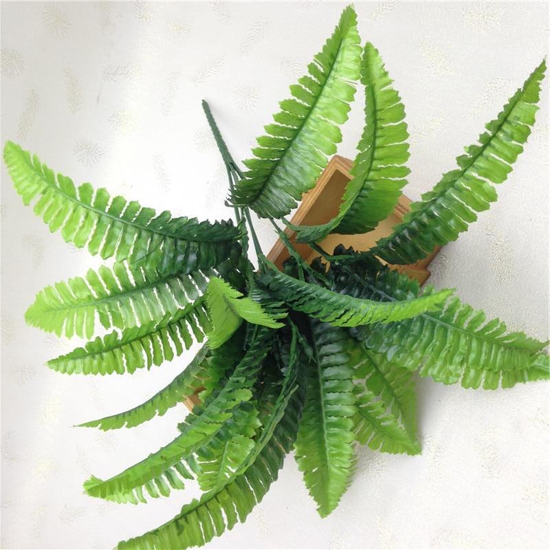 Chea ferro artificial com 7 garfos, simulação de ferro, planta verde, folhas persivas, flor, planta de parede, decoração para família, acessórios de casamento