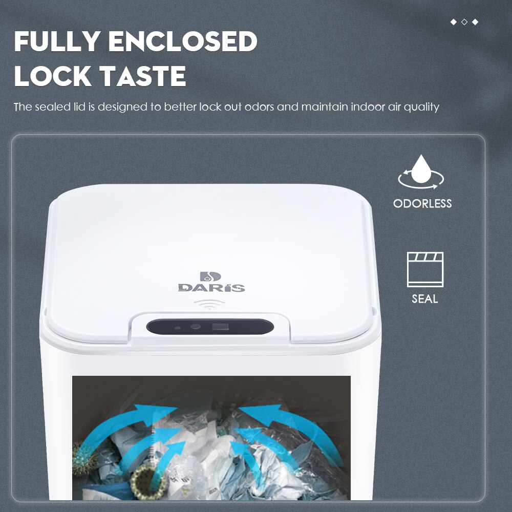 8.5L Smart Sensor Trash Can Automatic Household Electronic Trash Can Kitchen Trash Bin Toilet Waterproof Narrow Seam Sensor Bin
